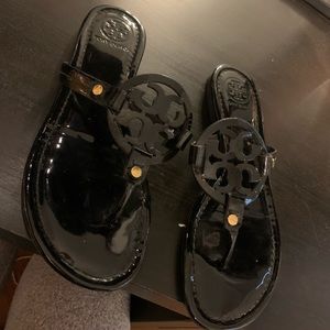 Tory Burch Miller black patent leather sandals